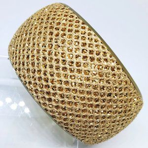 Buckle BKE Gold Glitter Cloth and Brass Wide Bangle Bracelet New Old Stock